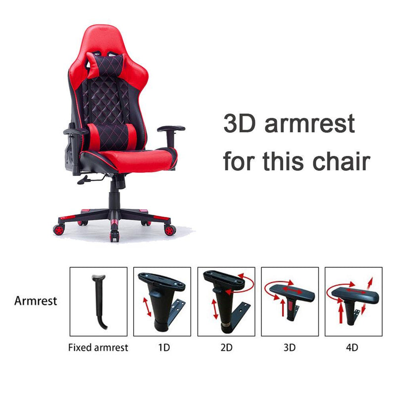 Danoz Direct - Gaming Chair Ergonomic Racing chair 165° Reclining Gaming Seat 3D Armrest Footrest Black