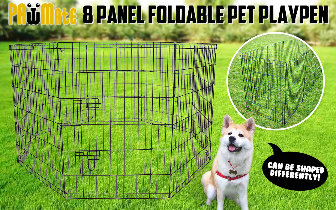 Danoz Direct - Paw Mate Pet🐶 Playpen 8 Panel 24in Foldable Dog Cage + Cover