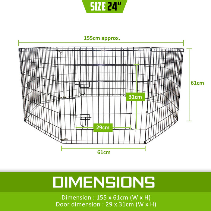 Danoz Direct - Paw Mate Pet🐶 Playpen 8 Panel 24in Foldable Dog Cage + Cover