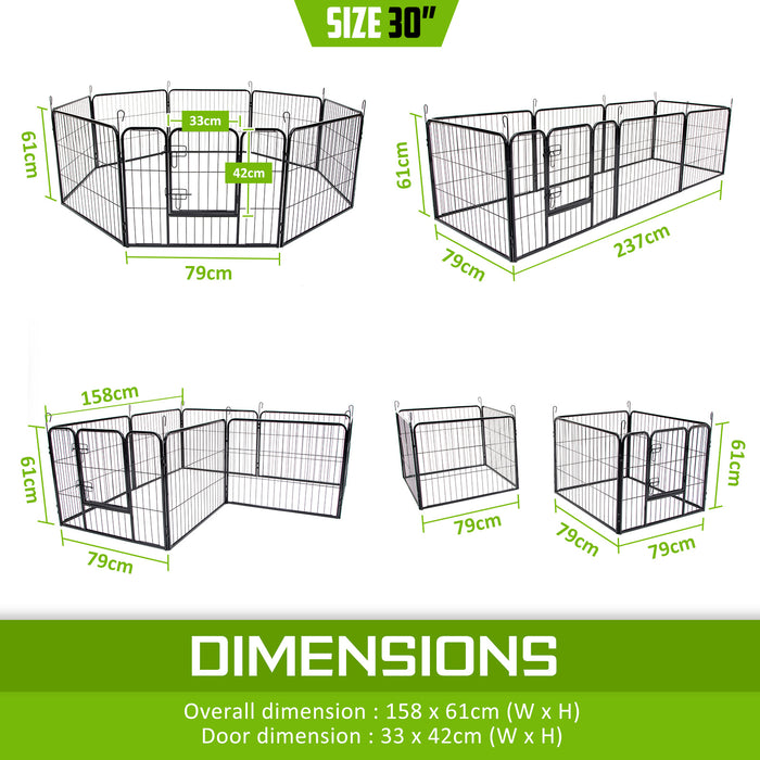 Danoz Direct - Paw Mate Pet Playpen Heavy Duty 31in 8 Panel Foldable Dog Exercise Enclosure Fence Cage