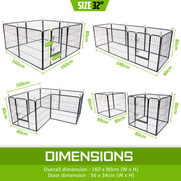 Danoz Direct - Paw Mate Pet Playpen Heavy Duty 32in 8 Panel Foldable Dog Exercise Enclosure Fence Cage