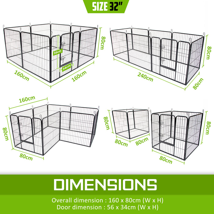 Danoz Direct - Paw Mate Pet Playpen Heavy Duty 32in 8 Panel Foldable Dog Cage + Cover
