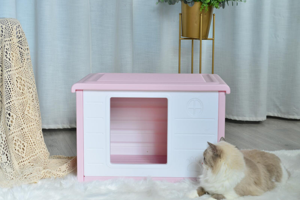 Danoz Direct - YES4PETS Small Plastic Pet Dog Puppy Cat House Kennel Pink