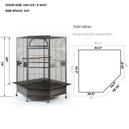 Danoz Direct - YES4PETS 185cm XXL Corner Bird Cage Pet Parrot Aviary  Perch Castor Wheel