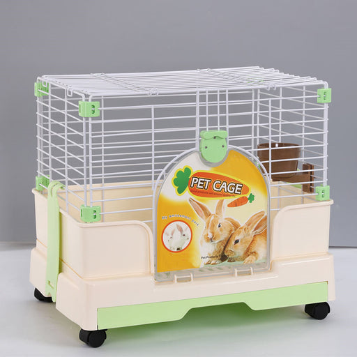 Danoz Direct - YES4PETS Small Green Pet Rabbit Cage Guinea Pig Crate Kennel With Potty Tray And Wheel