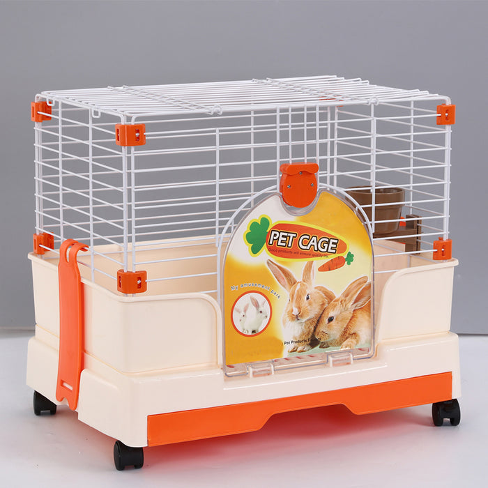 Danoz Direct - YES4PETS Small Orange Pet Rabbit Cage Guinea Pig Crate Kennel With Potty Tray And Wheel