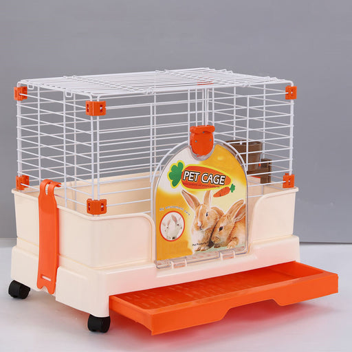 Danoz Direct - YES4PETS Small Orange Pet Rabbit Cage Guinea Pig Crate Kennel With Potty Tray And Wheel