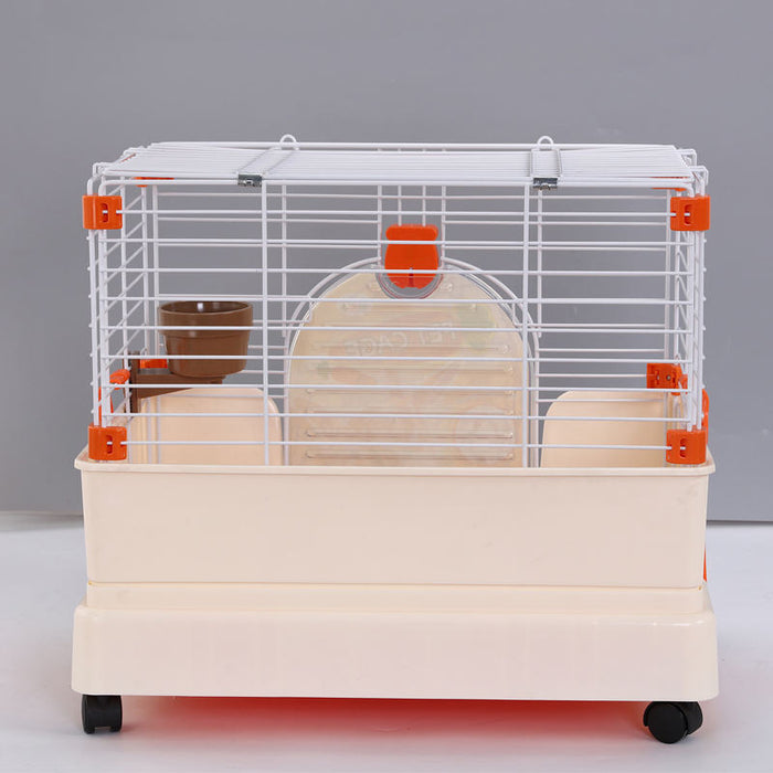 Danoz Direct - YES4PETS Small Orange Pet Rabbit Cage Guinea Pig Crate Kennel With Potty Tray And Wheel