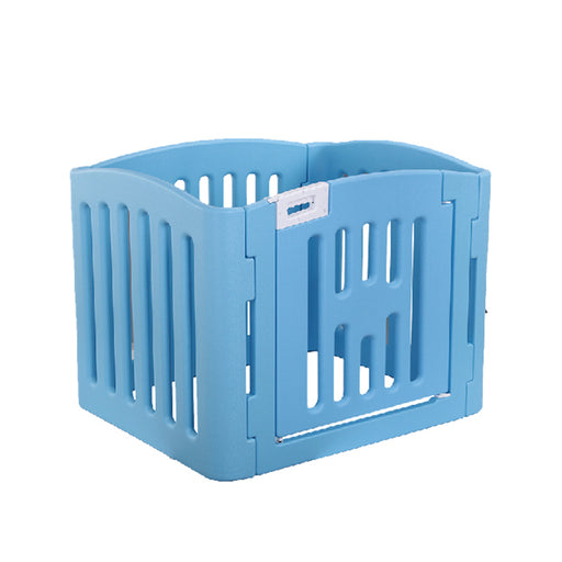 Danoz Direct - YES4PETS 4 Panel Plastic Pet Pen Pet Foldable Fence Dog Fence Enclosure With Gate Blue