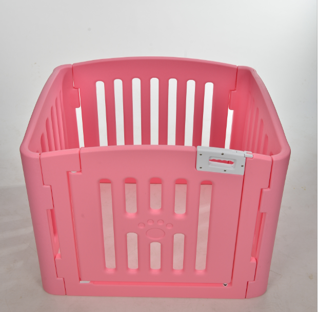 Danoz Direct - YES4PETS 4 Panel Plastic Pet Pen Pet Foldable Fence Dog Fence Enclosure With Gate Pink