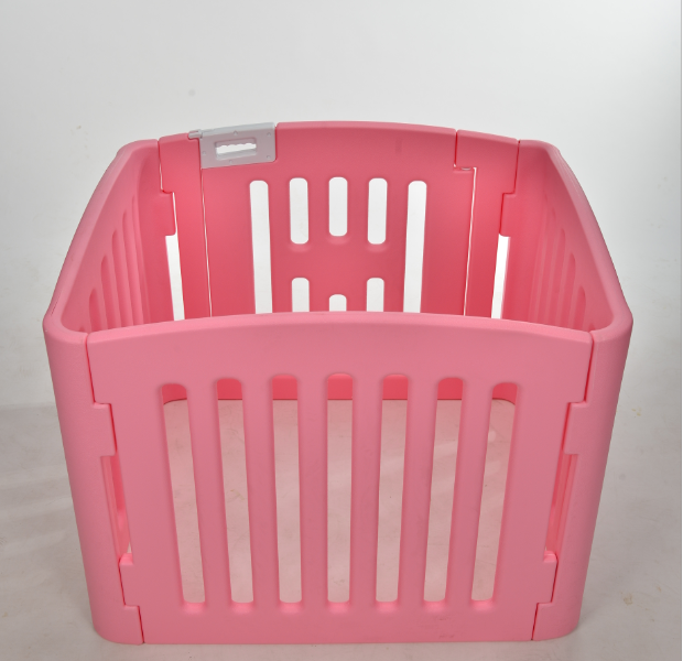 Danoz Direct - YES4PETS 4 Panel Plastic Pet Pen Pet Foldable Fence Dog Fence Enclosure With Gate Pink