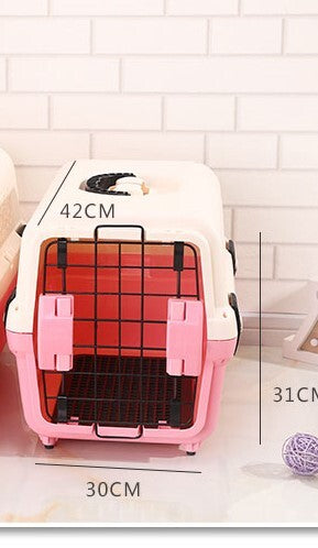 Danoz Pets - YES4PETS Small Portable Plastic Dog Cat Pet Pets Carrier Travel Cage With Tray-Pink