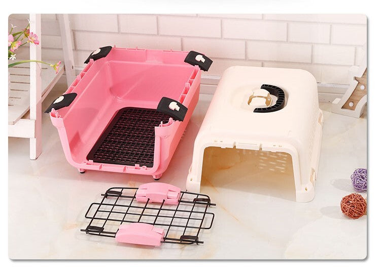 Danoz Direct - YES4PETS Medium Portable Plastic Dog Cat Pet Pets Carrier Travel Cage With Tray-Pink