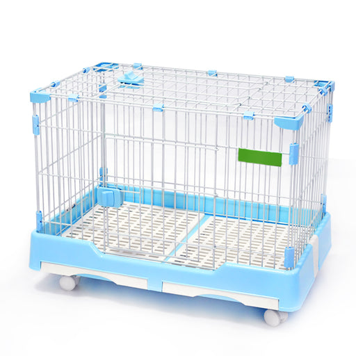 Danoz Direct - YES4PETS Large Blue Pet Dog Cage Cat Rabbit  Crate Kennel With Potty Pad And Wheel
