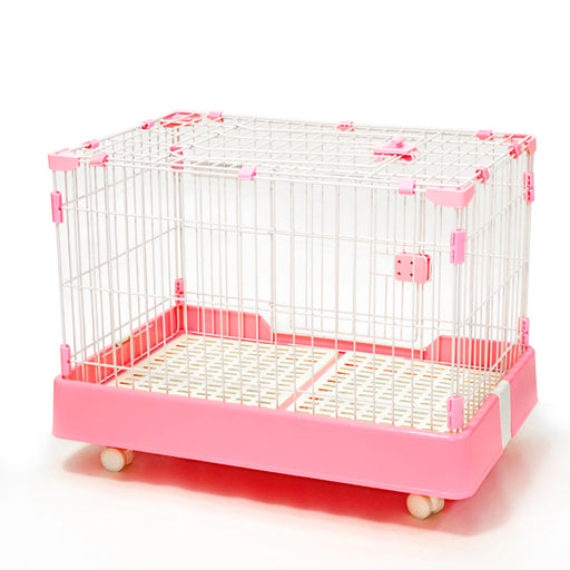 Danoz Direct - YES4PETS Large Pink Pet Dog Cage Cat Rabbit  Crate Kennel With Potty Pad And Wheel