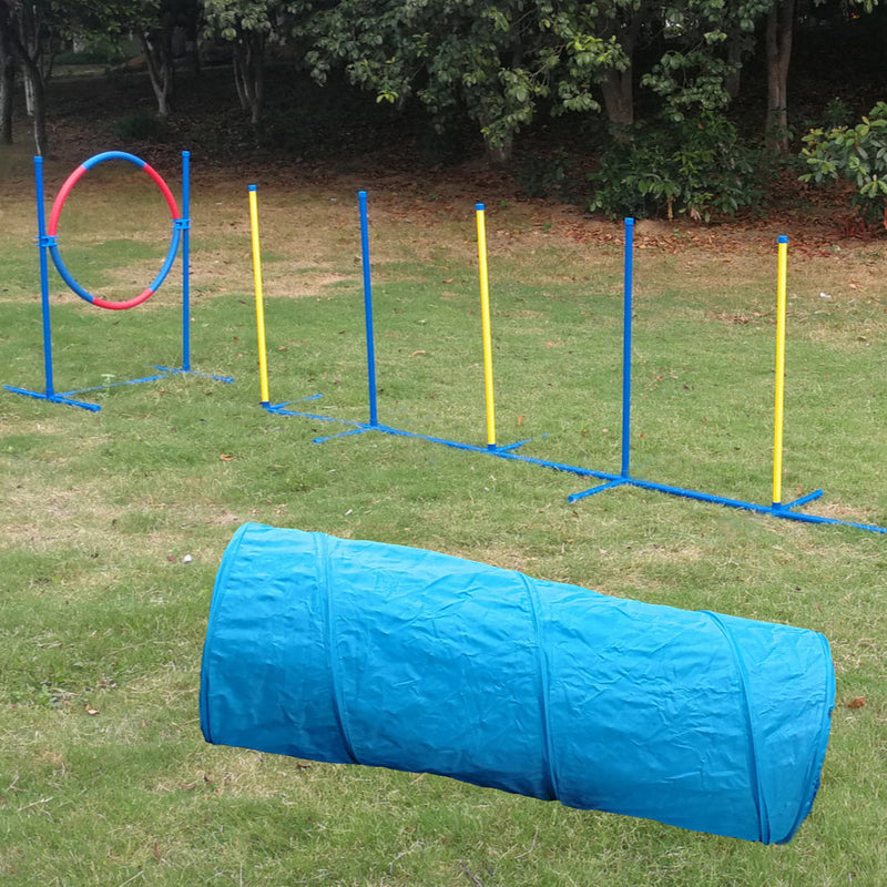 YES4PETS Portable Dog Puppy Training Practice Weave Poles Agility Post Exercise Tunnel Jump Tyre Set