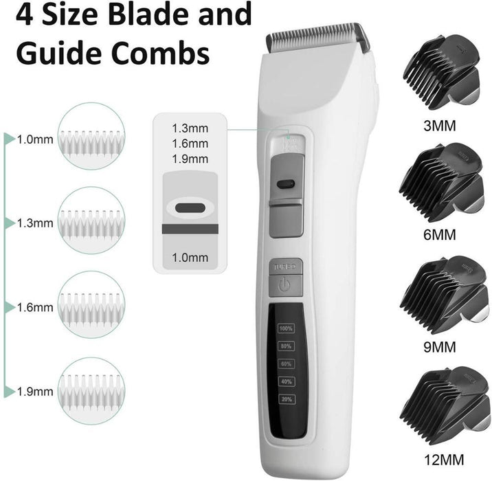 Danoz Direct - YES4PETS Pet Electric Dog Pet Clipper Kit Blade Set Cat Animal Hair Grooming Cordless White