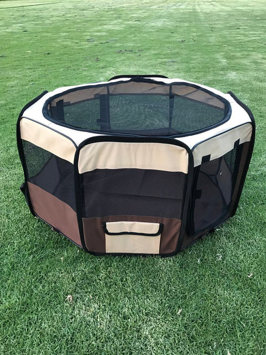 Danoz Direct - YES4PETS Medium Brown Pet Dog Cat Puppy Rabbit Tent Soft Playpen