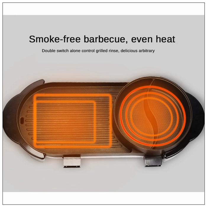 Danoz Direct - 2 in 1 BBQ Barbecue Electronic Pan Grill Teppanyaki Hot Pot Hotpot Steamboat