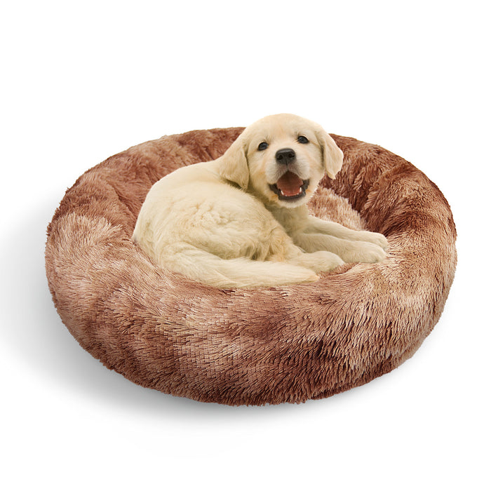 Danoz Direct - Pawfriends Dog Cat Pet Calming Bed Warm Soft Plush Round Nest Comfy Sleeping Kennel Cave 70