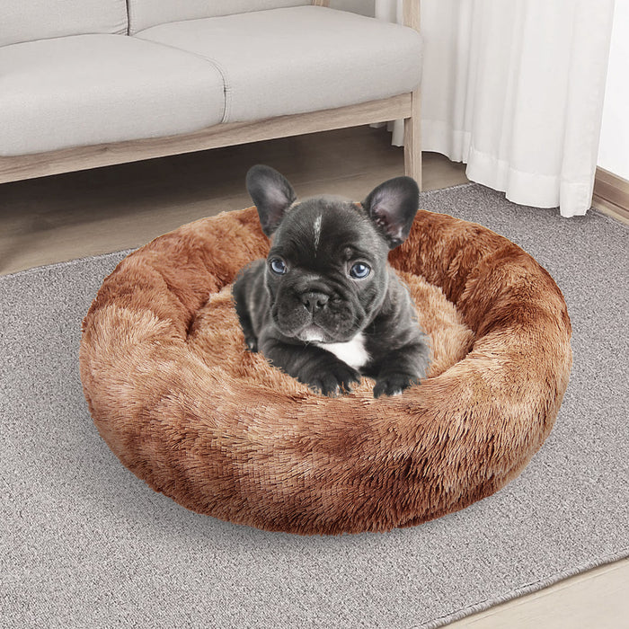 Danoz Direct - Pawfriends Dog Cat Pet Calming Bed Warm Soft Plush Round Nest Comfy Sleeping Kennel Cave 70