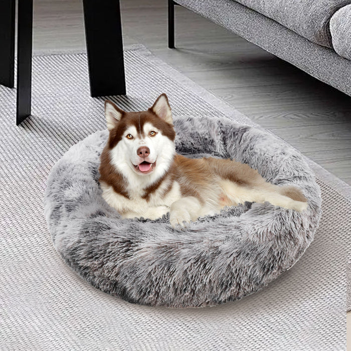Danoz Direct - Pawfriends Dog Cat Pet Calming Bed Washable ZIPPER Cover Warm Soft Plush Round Sleeping 70
