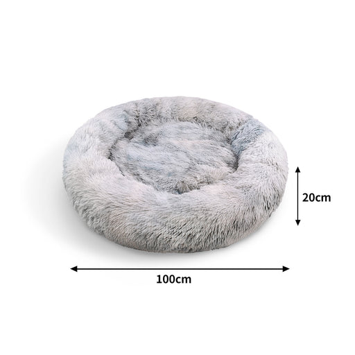 Danoz Direct - Pawfriends Dog Cat Pet Calming Bed Washable ZIPPER Cover Warm Soft Plush Round Sleeping 100