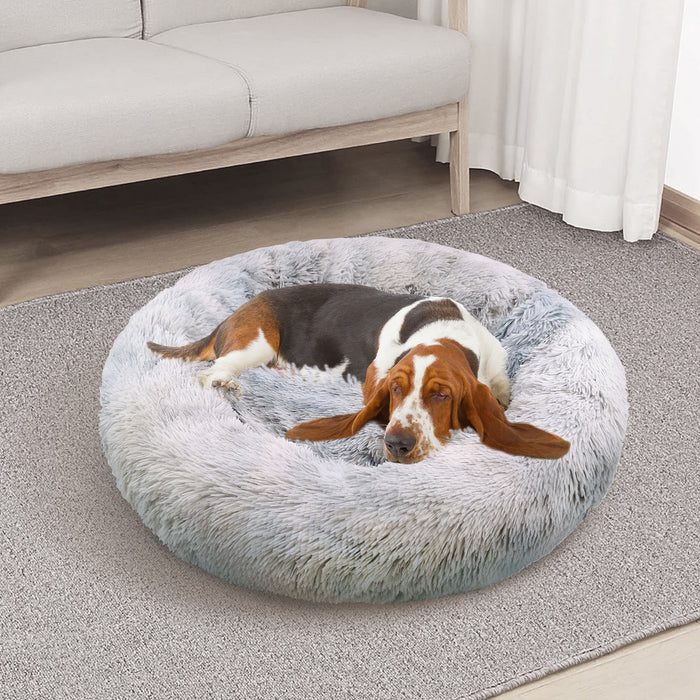 Danoz Direct - Pawfriends Dog Cat Pet Calming Bed Washable ZIPPER Cover Warm Soft Plush Round Sleeping 100