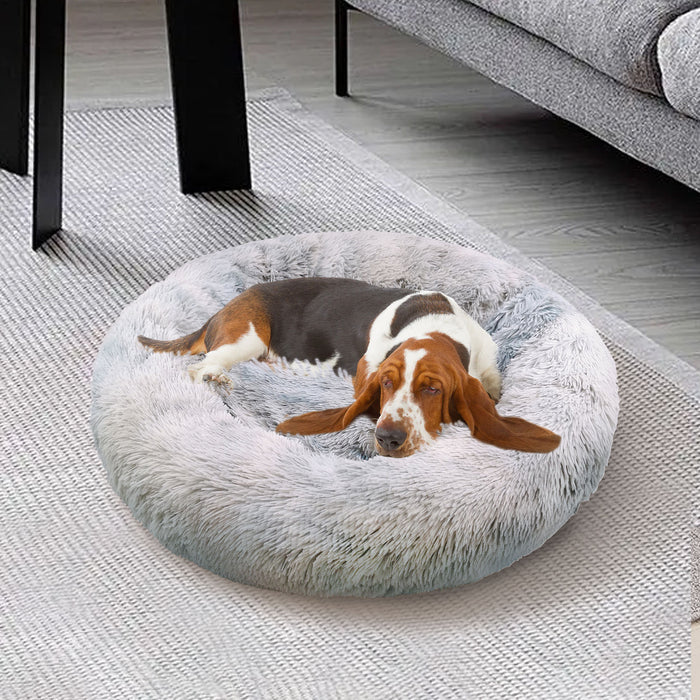Danoz Direct - Pawfriends Dog Cat Pet Calming Bed Warm Soft Plush Round Nest Comfy Sleeping Washable Zip