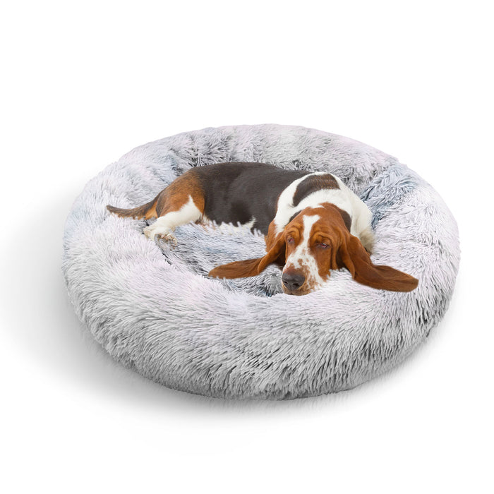 Danoz Direct - Pawfriends Dog Cat Pet Calming Bed Washable ZIPPER Cover Warm Soft Plush Round Sleeping 120cm