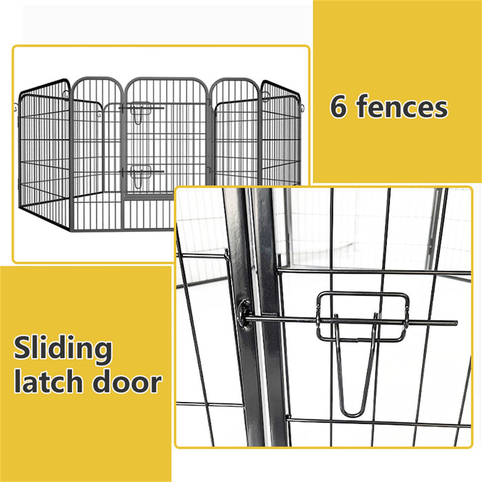 Danoz Direct - Heavy Duty Comfortable Pet Dog Game Fence Foldable 6 Panel Metal Dog Fence Black