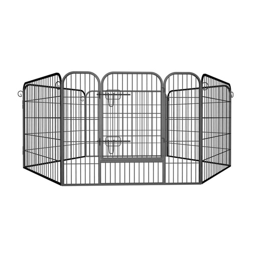 Danoz Direct - Heavy Duty Comfortable Pet Dog Game Fence Foldable 6 Panel Metal Dog Fence Black
