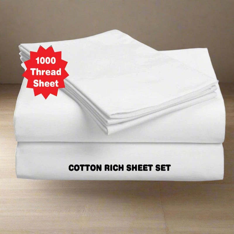 Danoz Direct -  Accessorize 1000TC Cotton Rich Sheet Set White King