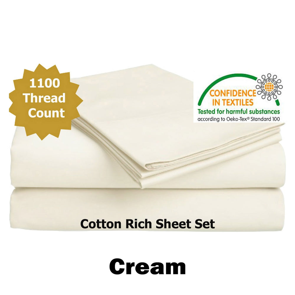 Danoz Direct -  Accessorize 1100TC Cotton Rich Sheet Set Cream King