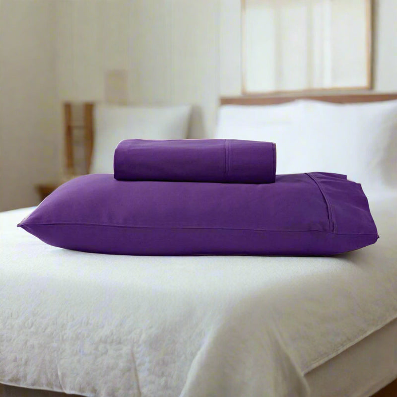 Danoz Direct -  280TC 50% Polyester 50% Cotton Sheet Set Single Purple