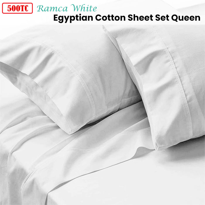 Danoz Direct -  500TC Ramca White Egyptian Cotton Sheet Set Queen