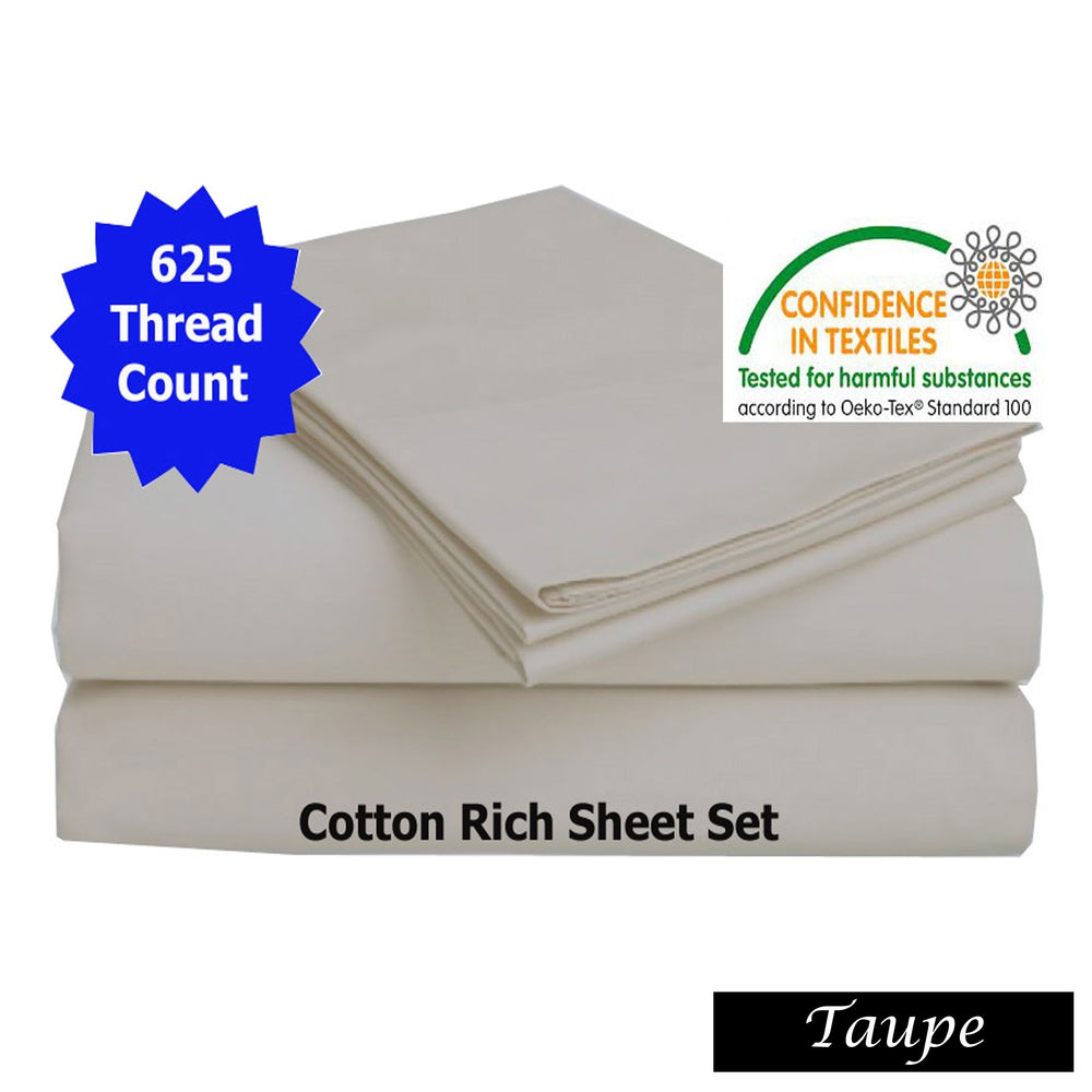 Danoz Direct -  Accessorize 625TC Cotton Rich Sheet Set Taupe King