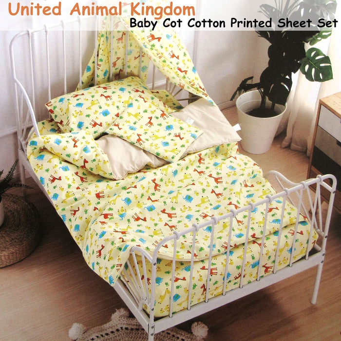 Danoz Direct -  United Animal Kingdom Baby 100% Cotton Printed Sheet Set Cot Size