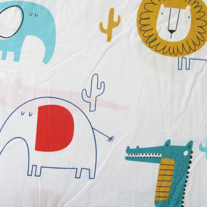 Danoz Direct -  Wild Life Lion Elephant Crocodile Baby 100% Cotton Printed Sheet Set Cot Size