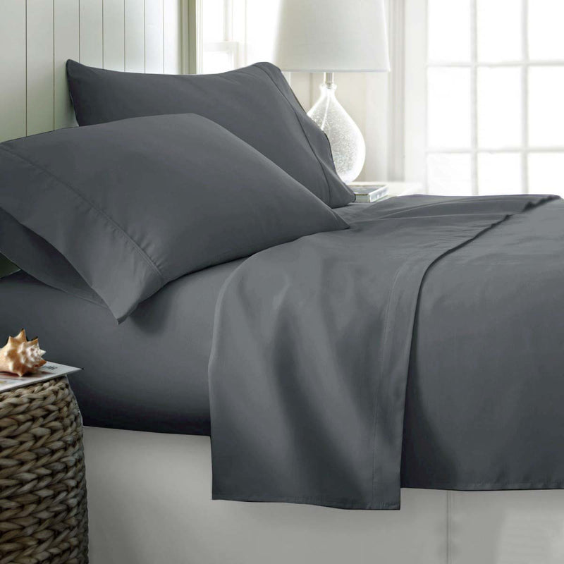 Danoz Direct -  400TC Cotton Sateen Sheet Set King - Grey
