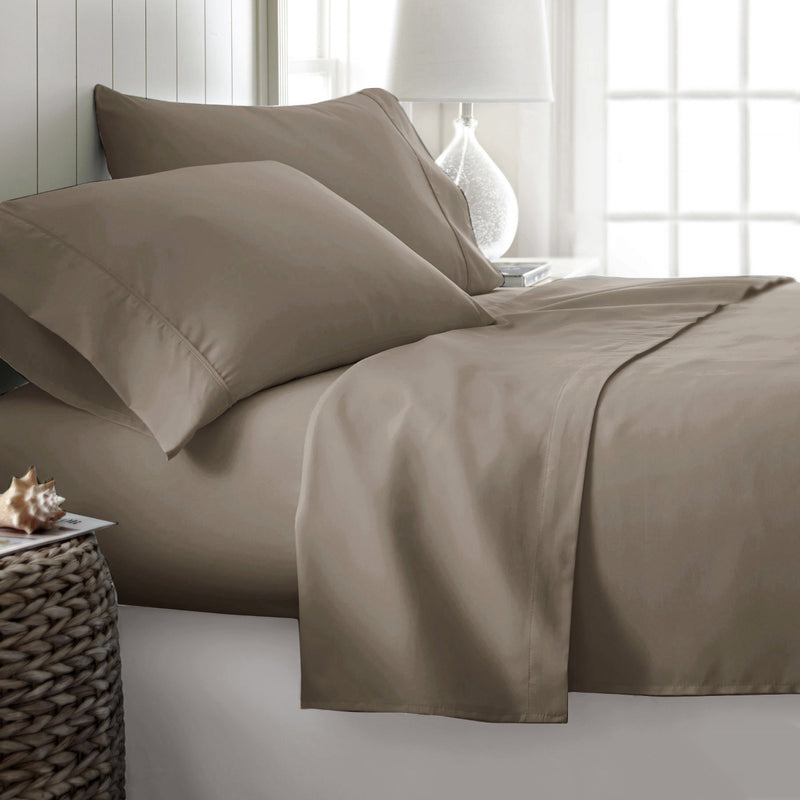 Danoz Direct -  400TC Cotton Sateen Sheet Set King - Mocha
