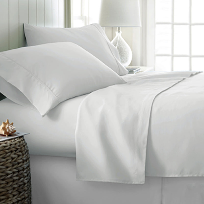 Danoz Direct -  400TC Cotton Sateen Sheet Set King - White