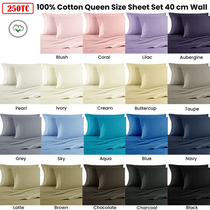 Danoz Direct -  Artex 250TC 100% Cotton Sheet Set Queen Black