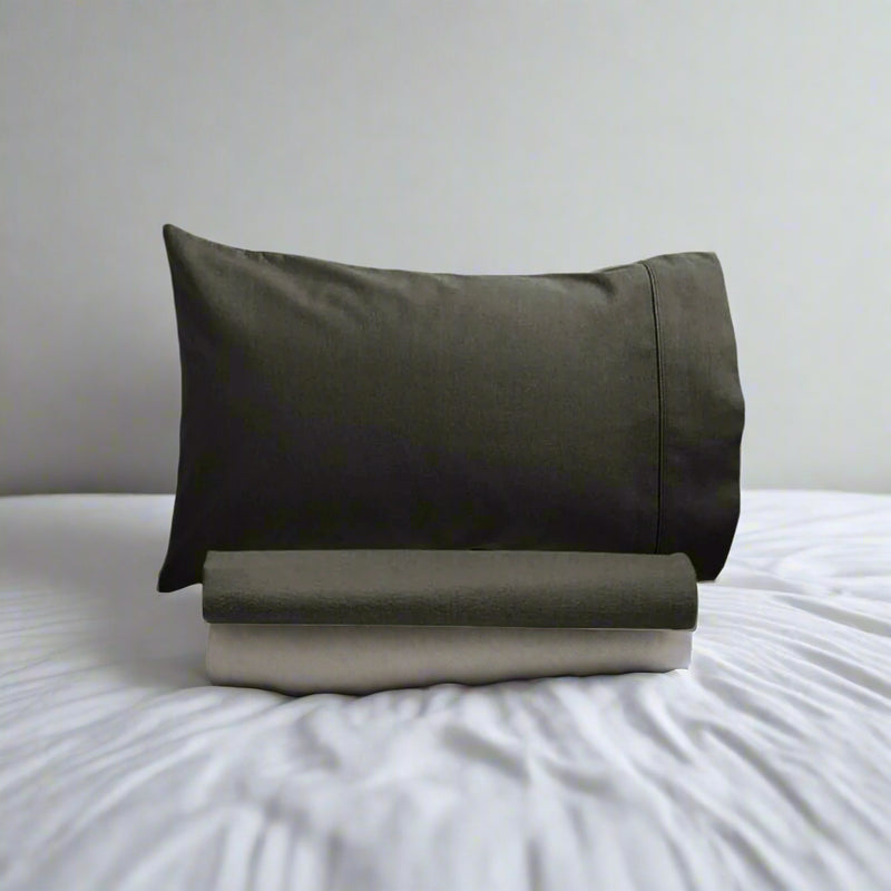 Danoz Direct -  Artex 250TC 100% Cotton Sheet Set Single Charcoal