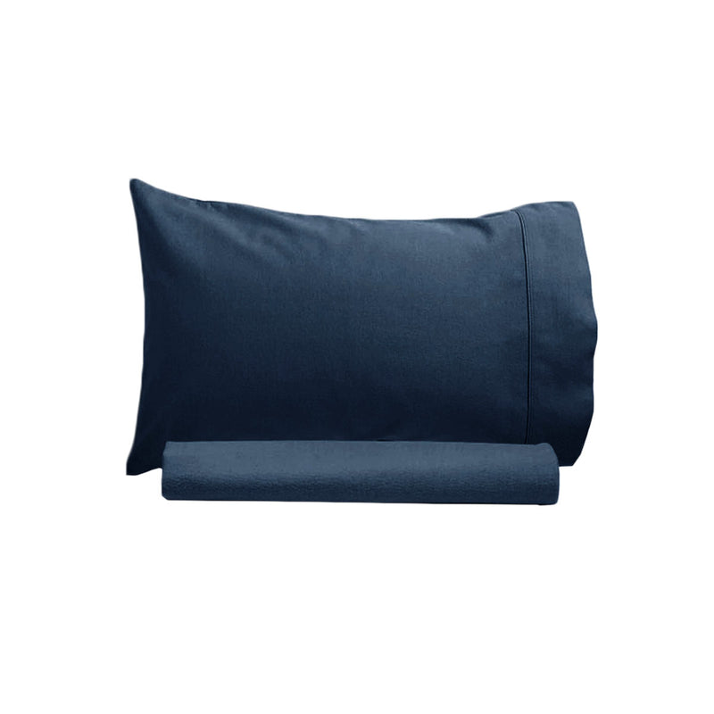 Danoz Direct -  Artex 250TC 100% Cotton Sheet Set Single Navy