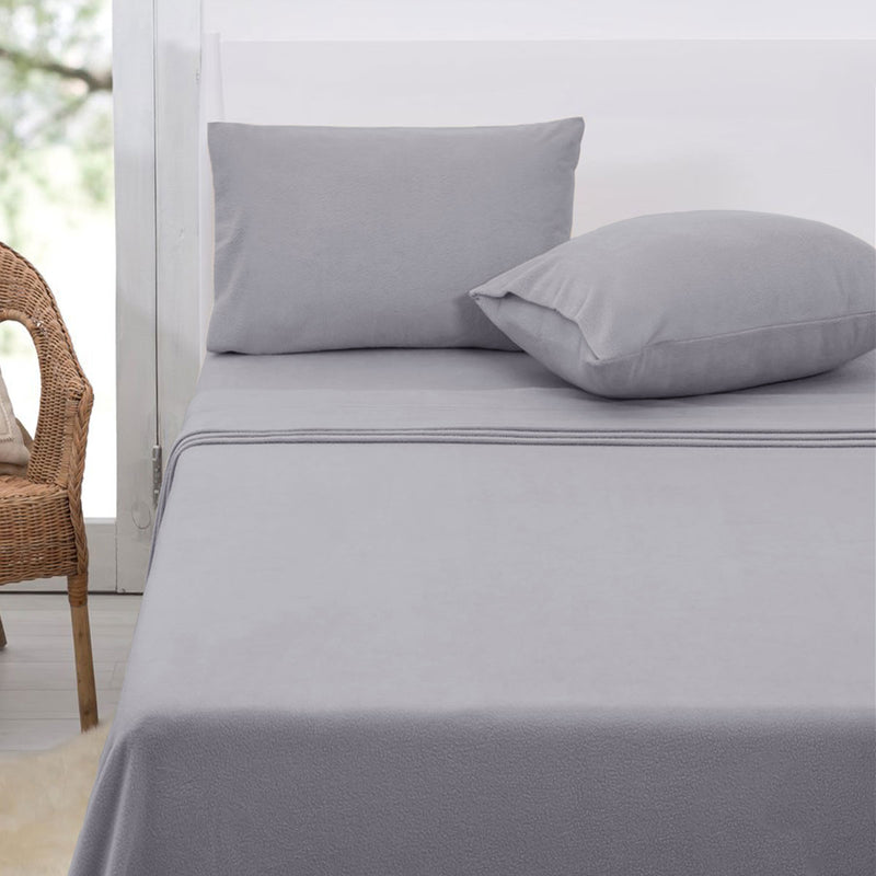 Danoz Direct -  Polar Fleece Sheet Set Double 30cm Wall Grey