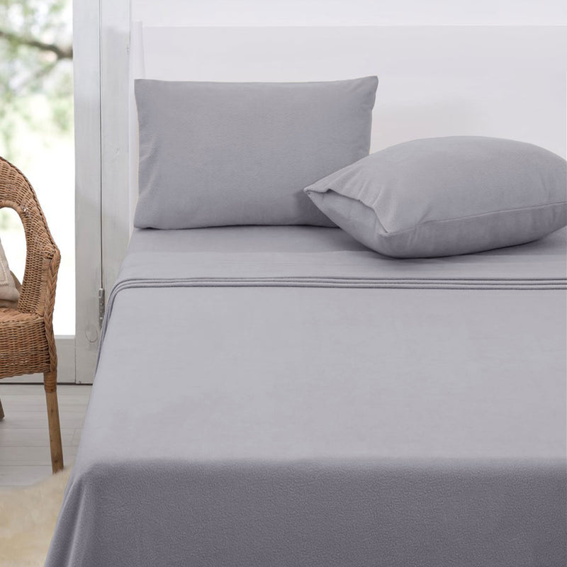 Danoz Direct -  Polar Fleece Sheet Set Queen 36cm Wall Grey