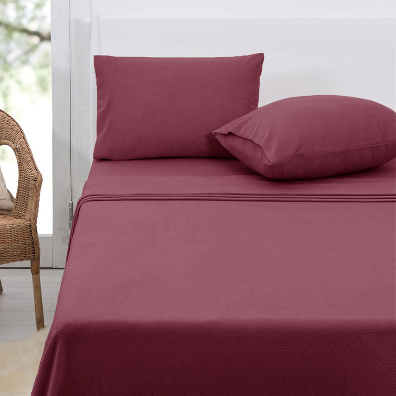 Danoz Direct -  Polar Fleece Sheet Set Queen 36cm Wall Rosewood