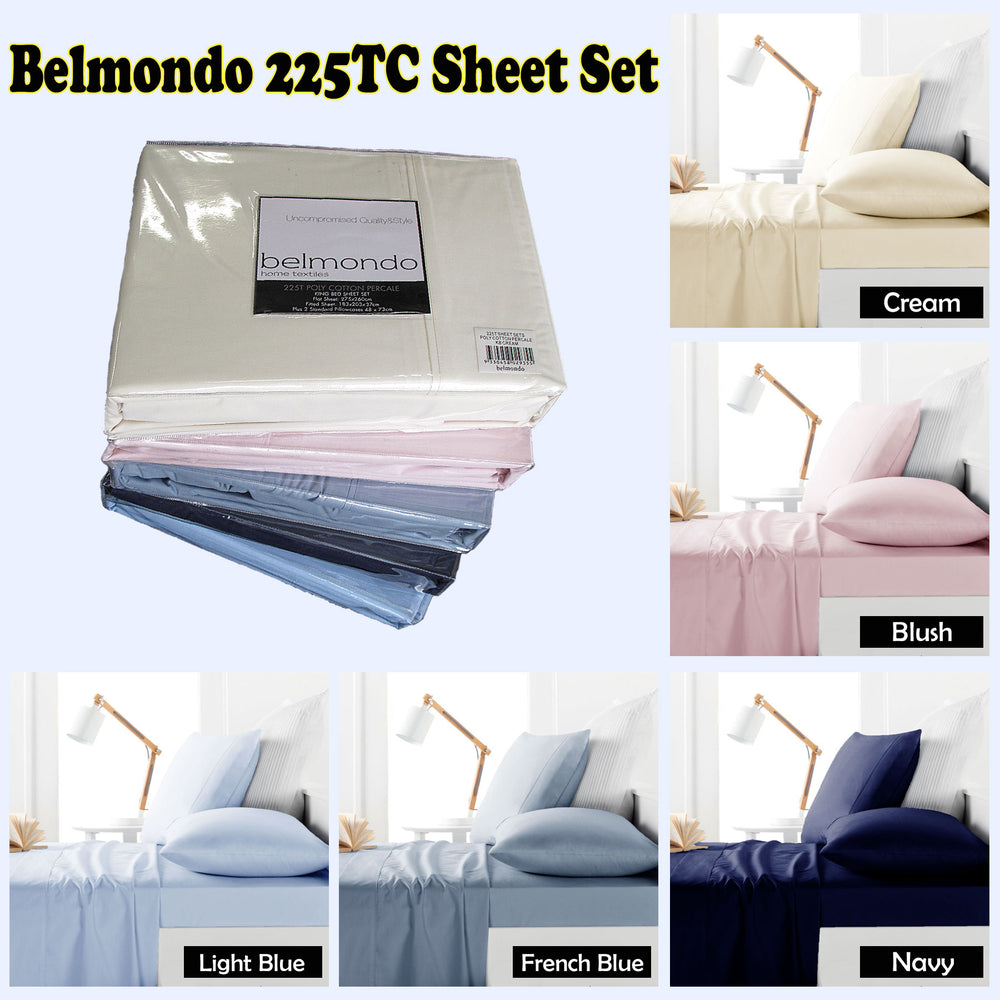 Danoz Direct -  Belmondo 225TC Sheet Set Navy - Queen