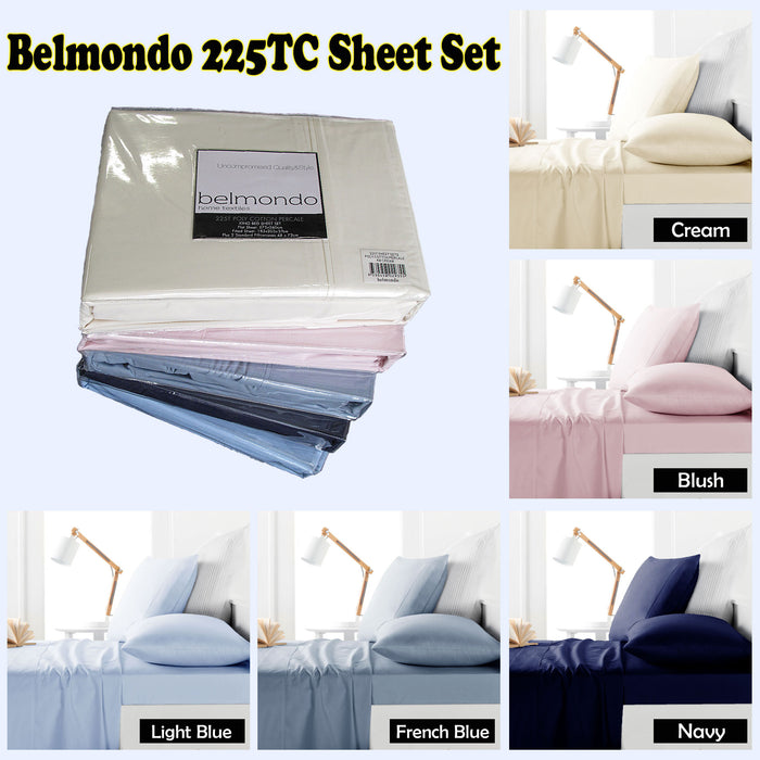 Danoz Direct -  Belmondo 225TC Sheet Set Navy - Queen